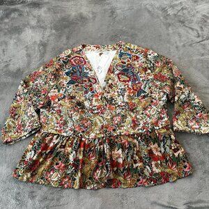 NWT Soft Surroundings Ariege Jacket Embroidered Beaded Eyelet 3X Floral Collage